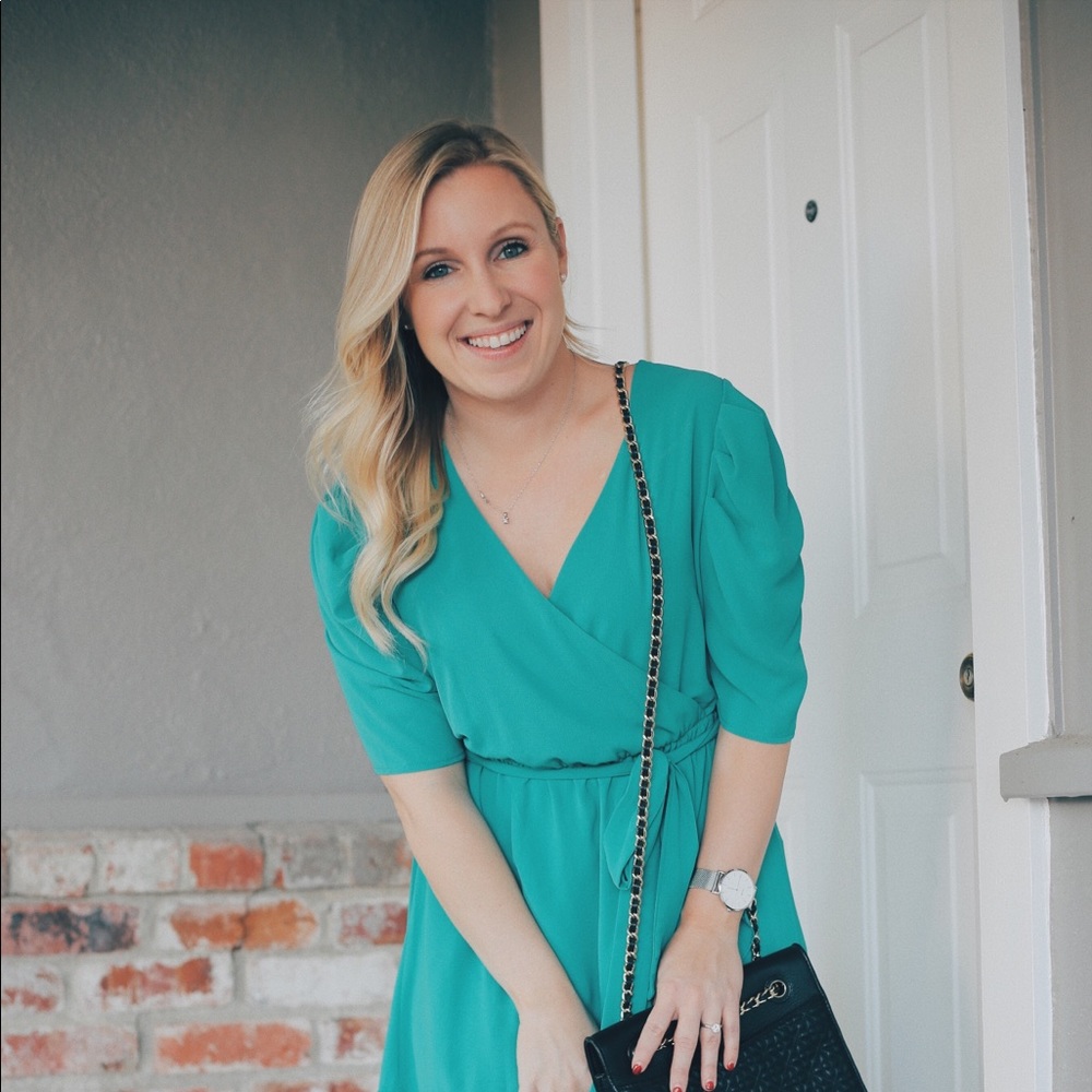 Green tie front dress